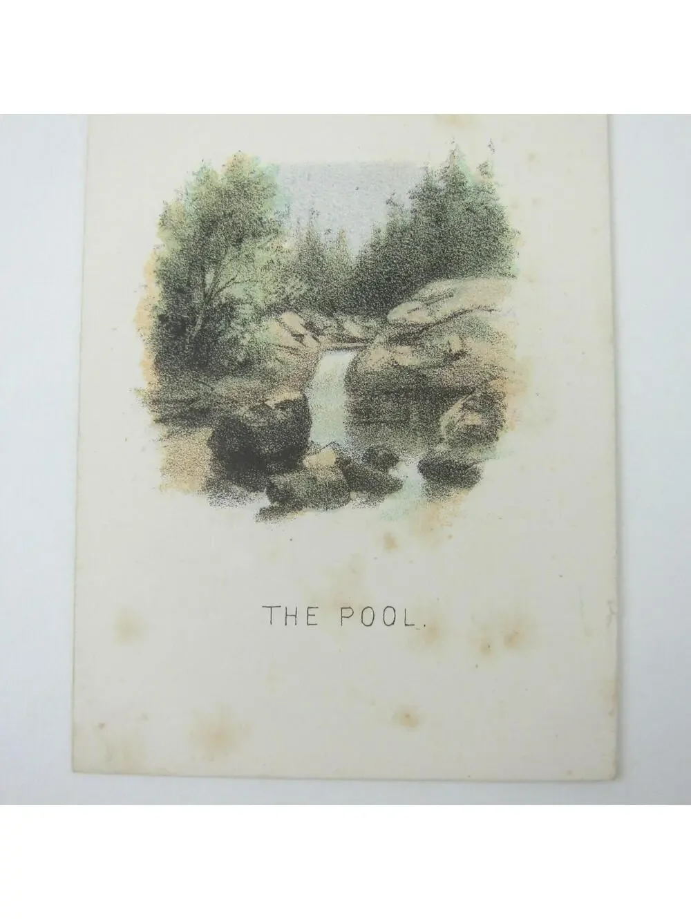 Color Lithograph Print Landscape The Pool North Conway New Hampshire Antique